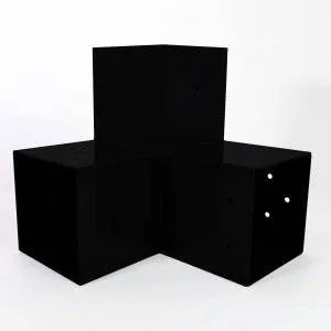 Connecteur SUNDIY Noir mat RAL 9005 - 90mm à 3 directions - Forme L