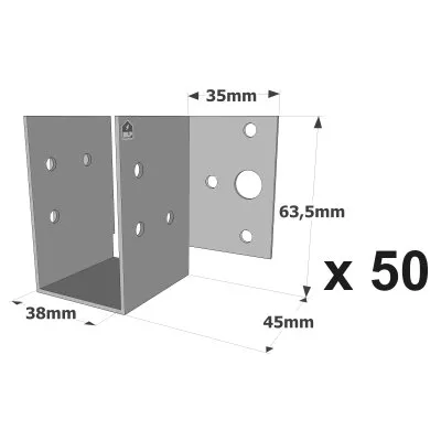 Sabots à ailes extérieures, gamme MF, pour Mini fixe panne - Réf. MF165/38/1.5_50