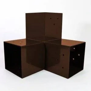 Connecteur SUNDIY Oxyde de mars RAL 8011 - 90mm à 3 directions - Forme L