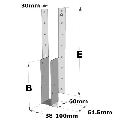 Sabot à bretelle sur mesure, profondeur 60mm - Réf. AG713