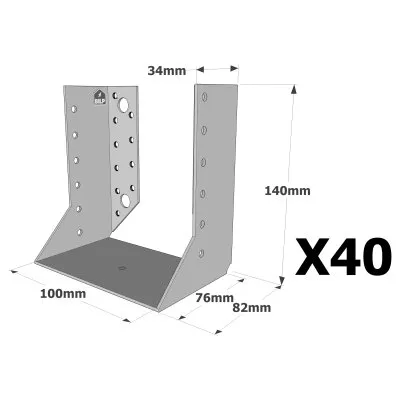 Sabots à ailes intérieures, gamme SAI CLASSIQUE (épaisseur 2mm) - Réf. SAI380/100/2_40