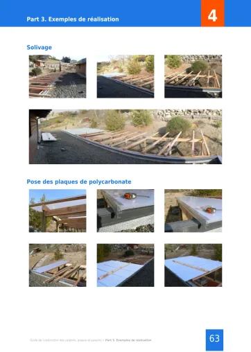 Extrait de la rubrique auvent avec couverture en polycarbonate