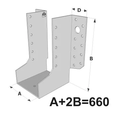 Grands sabots à ailes extérieures, gamme GLE ECONOMIQUE (développé 660mm, épaisseur 2.5mm, profondeur 90mm) - Réf. GLE660/2.5X