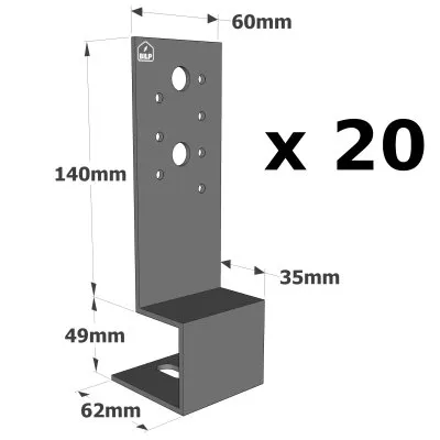 Pieds de poteau pergola - Réf. PBP60/50_20