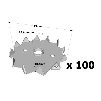 Crampon Bulldog simple denture C2 et C4 - Réf. C2-75M12G-B_100