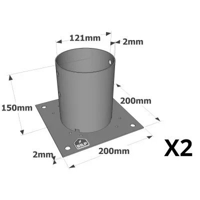 Pied de poteau rond de jardin à boulonner - Réf. PPJRB120_2