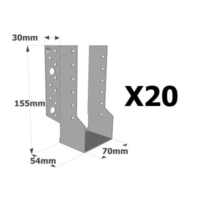 Sabots à ailes extérieures, gamme SBE ECONOMIQUE (épaisseur 1,5mm, profondeur 55mm) - Réf. SBE70/155_20