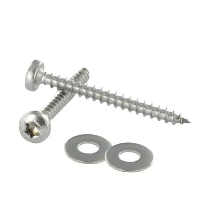 Vis bois et panneaux à tête ronde TORX - D5 x L50 + rondelle - INOX A2 pour fixer les clips sur un support bois