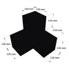 Dimensions du connecteur SUNDIY Noir mat RAL9005 - 120mm à 3 directions - Forme L